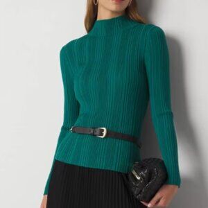 NWT, WHBM, Ribbed Mockneck Sweater, Longsleeve, Small